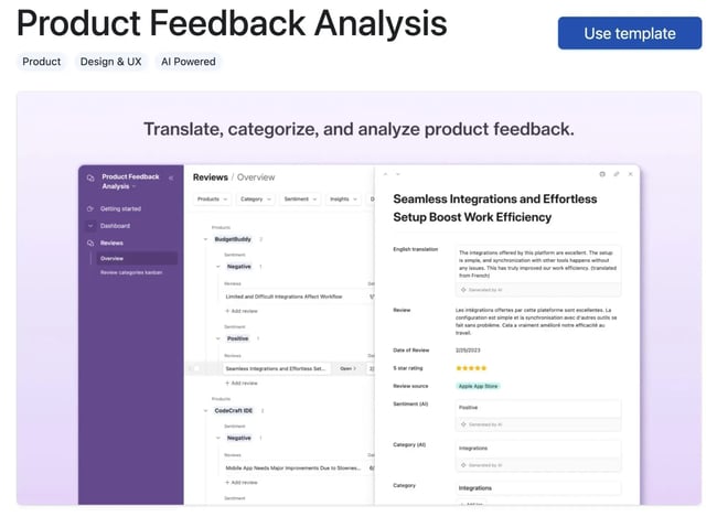 airtables product feedback analysis base
